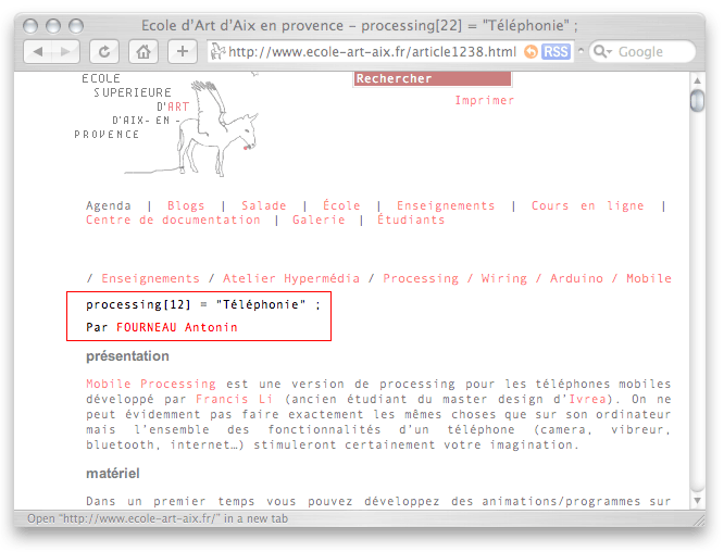 Antonin Fourneau, Processing Mobile tutorial