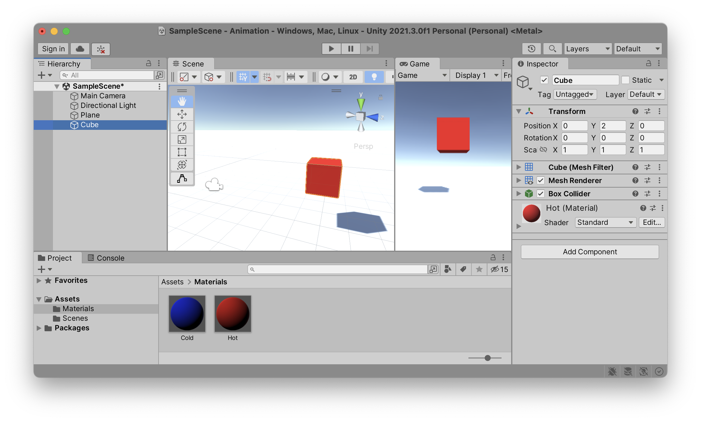 Unity Red Cube