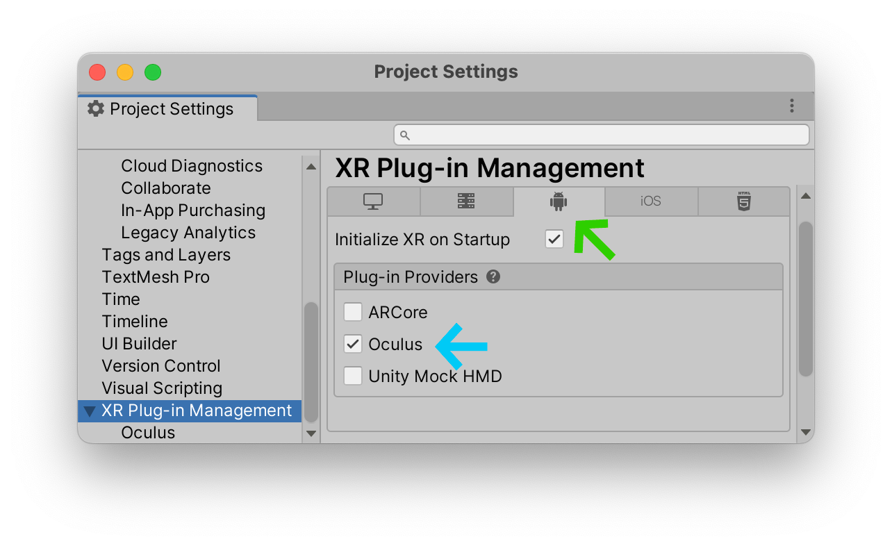 Unity Settings Oculus