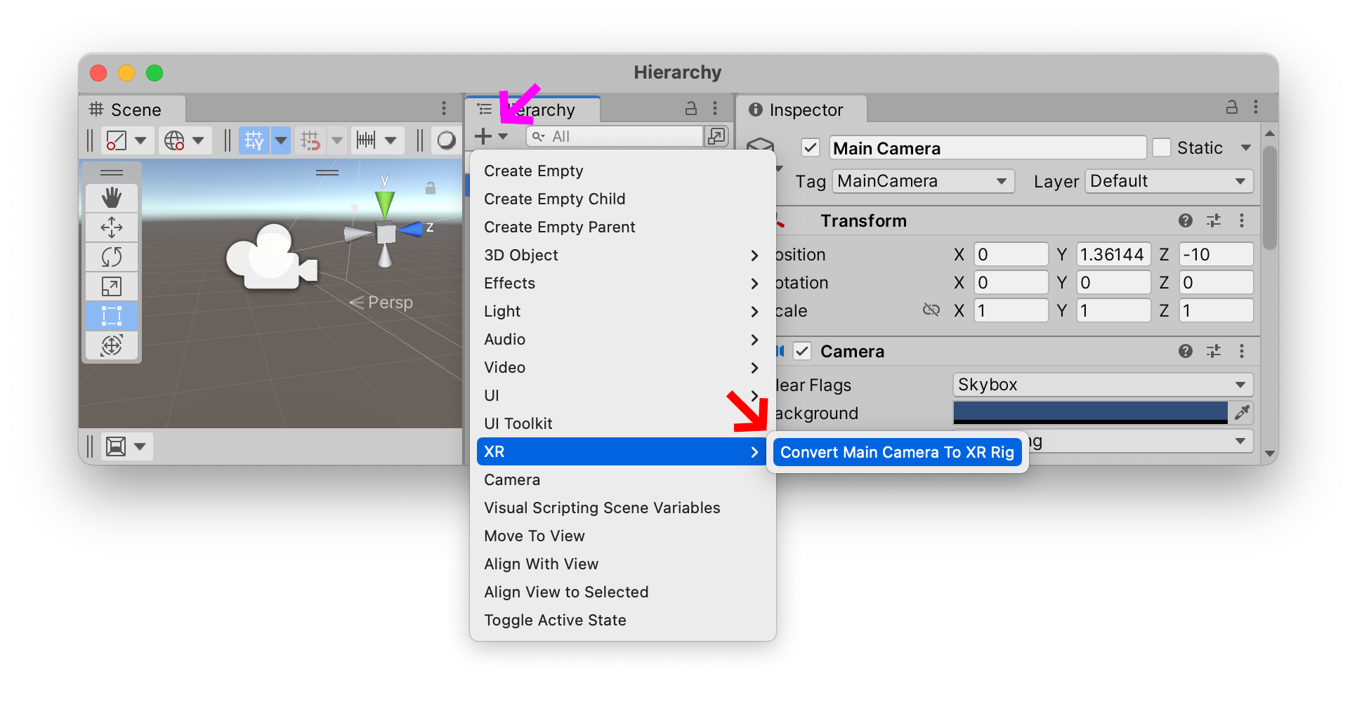 Unity Convert Camera to XR Rig