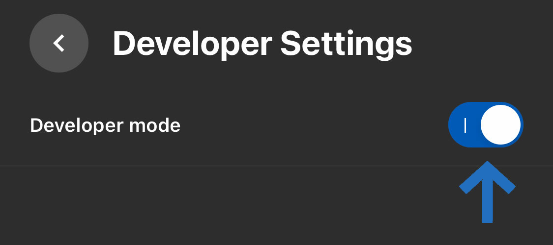 Oculus developer mode button