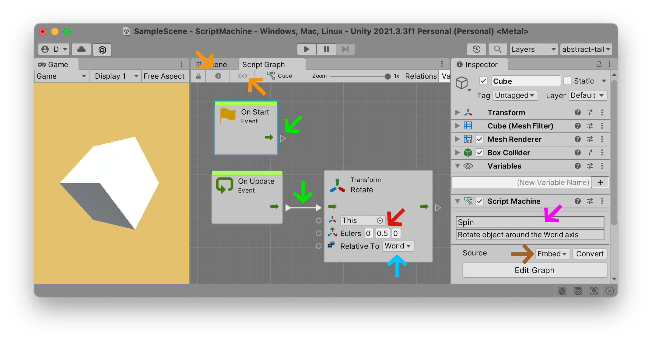 Embed Script Graph properties